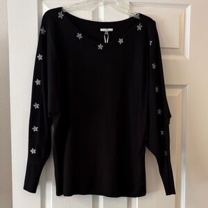 Black Sweater with Star Accents